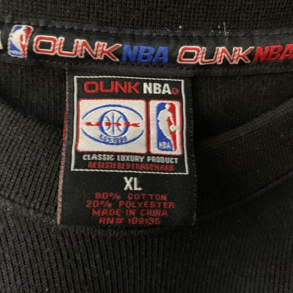 Vintage OUNK NBA Embroidered Shirt XL Black Crewneck Heavy Knit Lakers Clippers - Picture 7 of 8